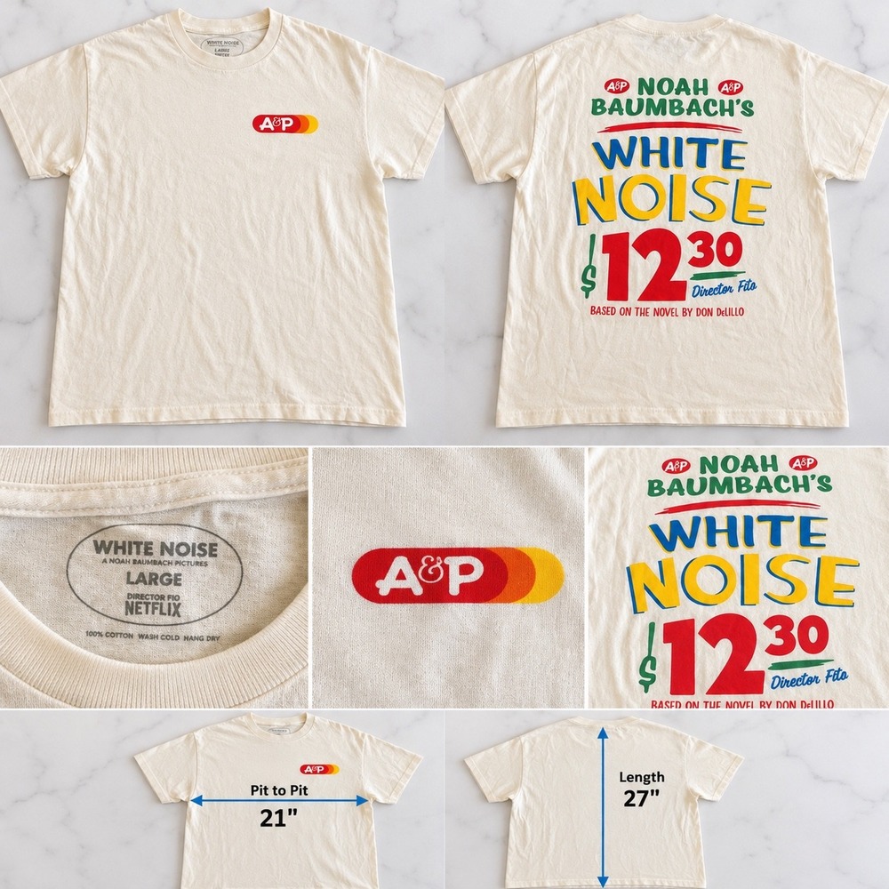 White Noise Netflix Movie T Shirt Large Noah Baumbach A&P Graphic Film Tee USA